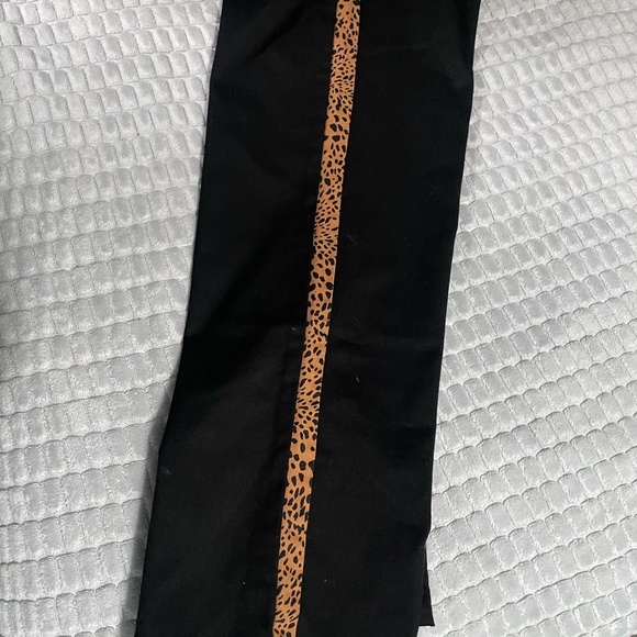 Brixton Victory Tuxedo Pants Women’s 25 W 27 L Black With Leopard Side Stripe - Picture 3 of 11